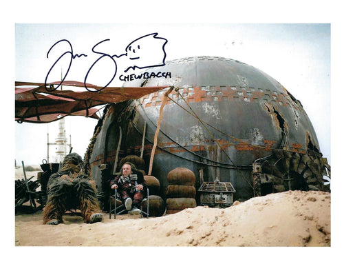 Chewbacca & Weazel 10x8 Photo signed by Joonas Suotamo & Warwick Davis