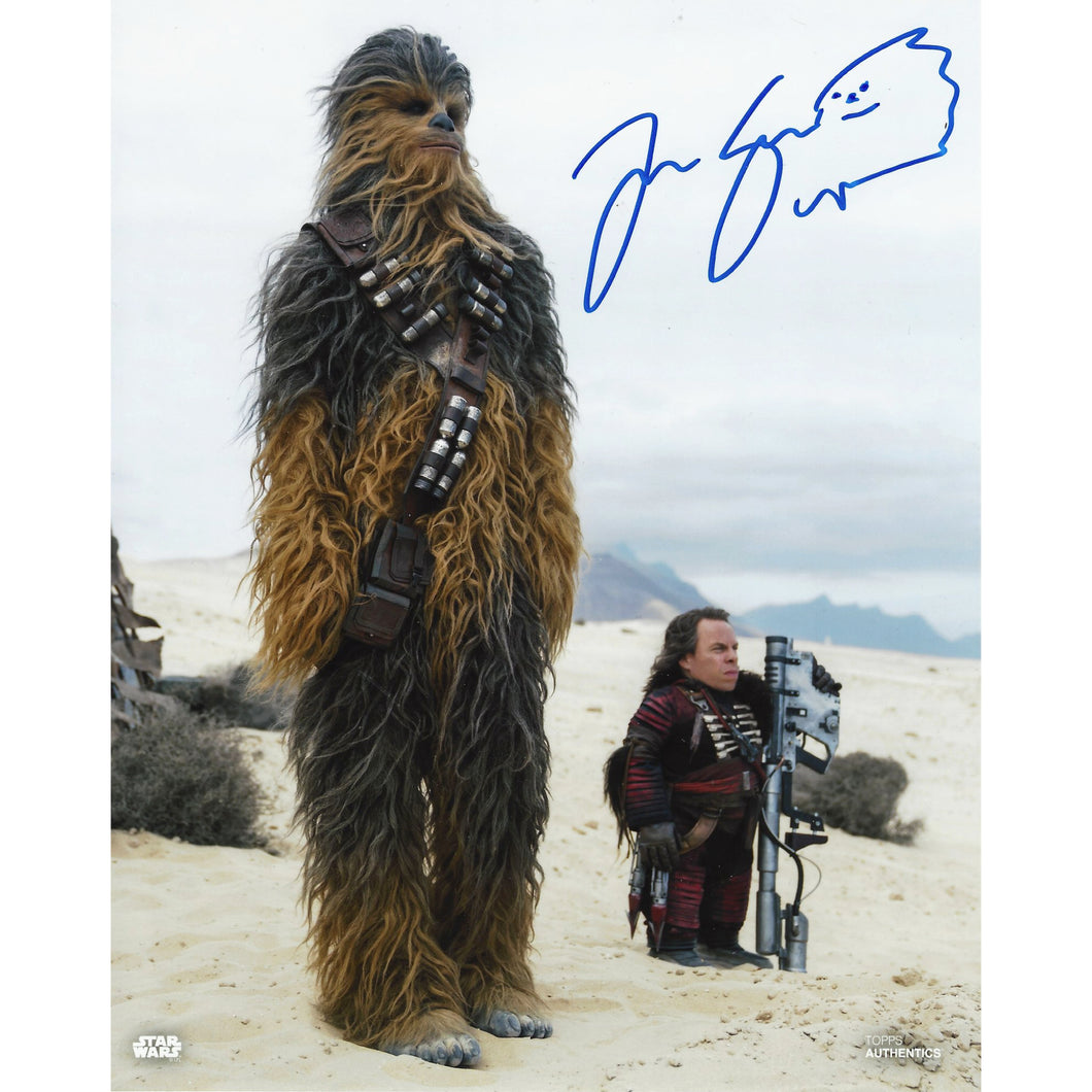 Chewbacca & Weazel 10x8 Photo signed by Joonas Suotamo & Warwick Davis