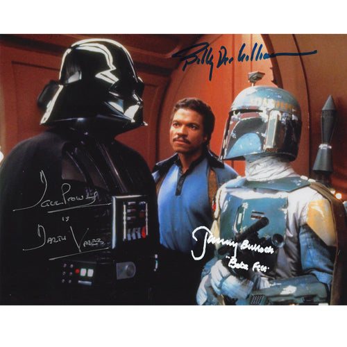 Vader, Fett & Calrissian 10x8 Photograph signed by Dave Prowse, Billy-Dee Williams & Jeremy Bulloch