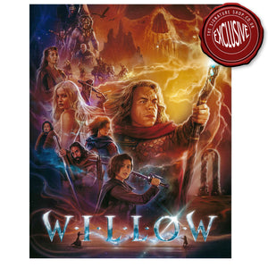 Willow Series Poster Artwork(2) 10x8 signed  by Warwick Davis